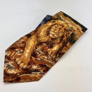 Endangered Species Lion Tie - Vibrant Wildlife Art Tie